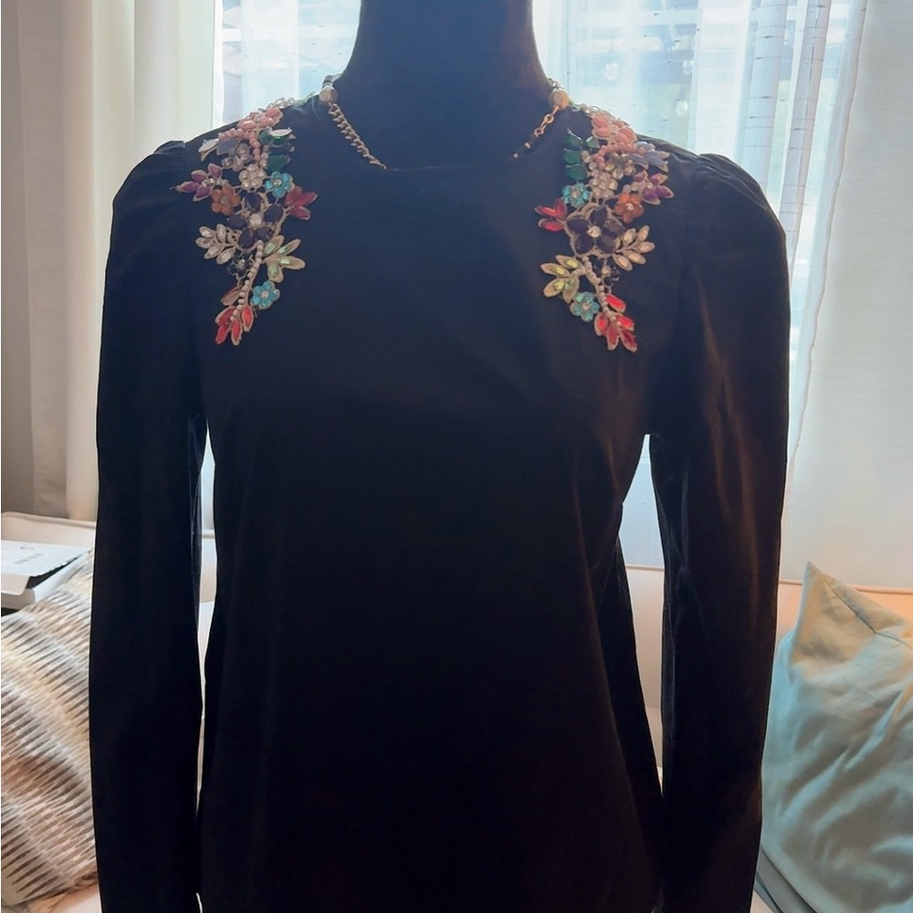 Embroidered Black Women's Top